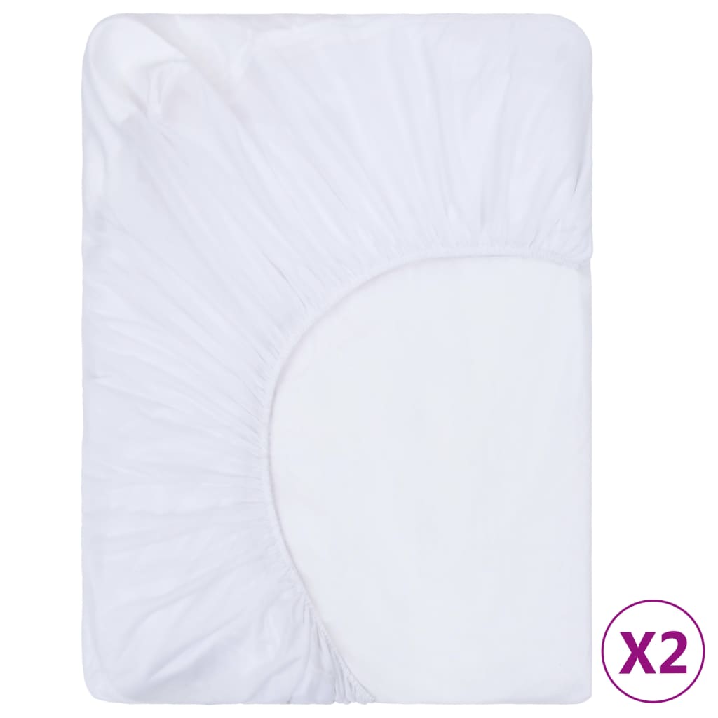 Berkfield Fitted Sheets Waterproof 2 pcs Cotton 100x200 cm White