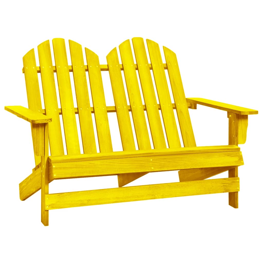Berkfield 2-Seater Garden Adirondack Chair Solid Fir Wood Yellow