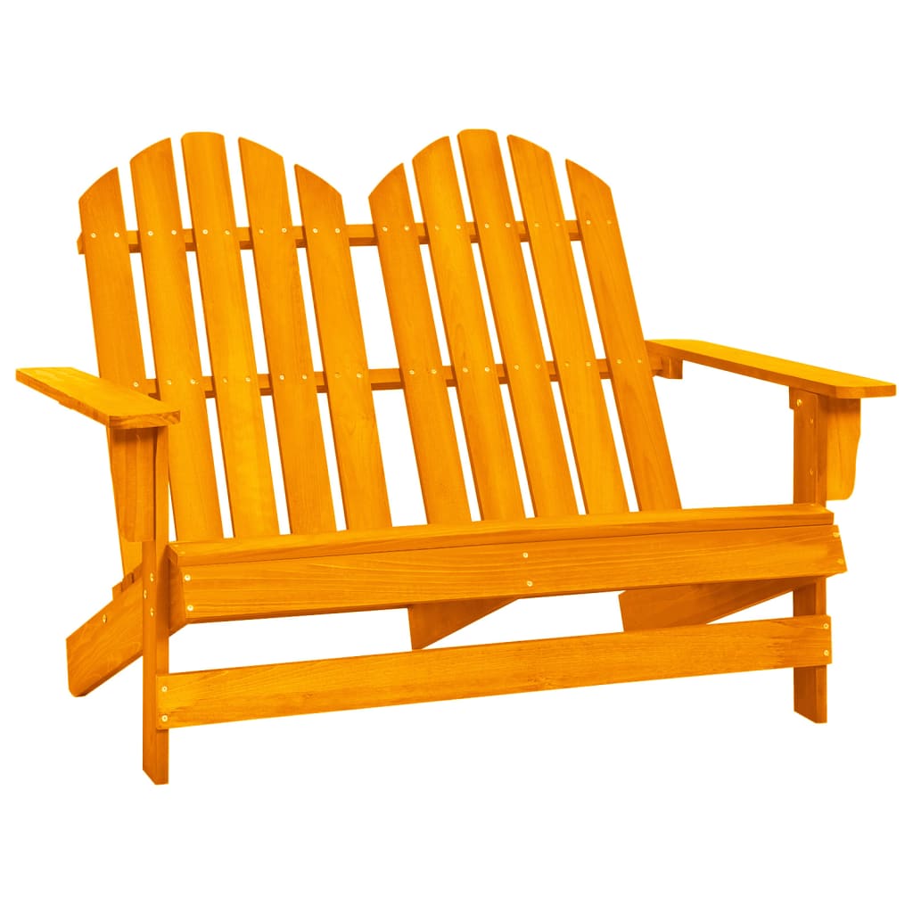 Berkfield 2-Seater Garden Adirondack Chair Solid Fir Wood Orange