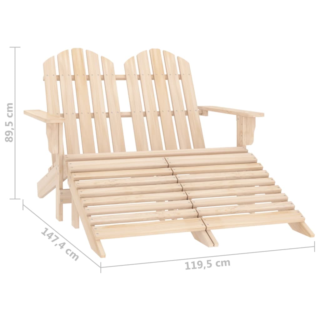 Berkfield 2-Seater Garden Adirondack Chair & Ottoman Fir Wood