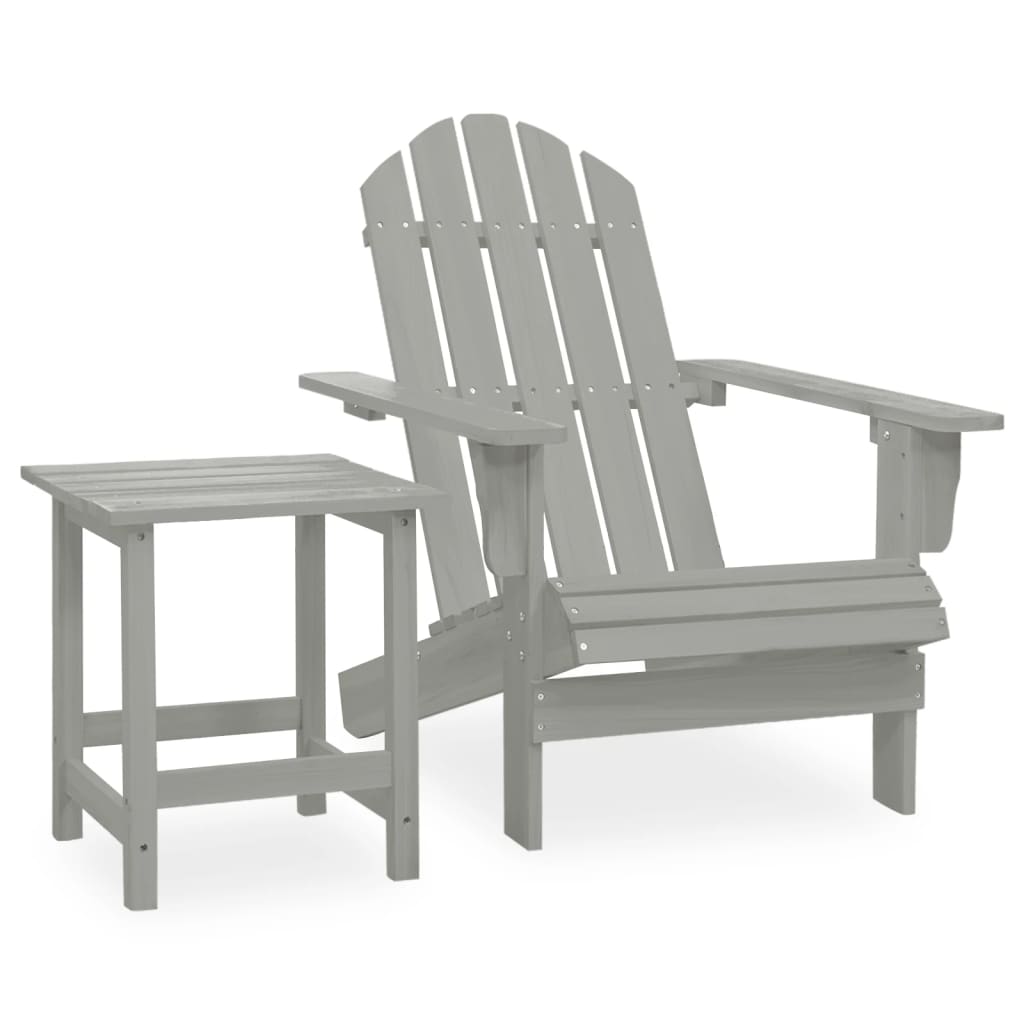 Berkfield Garden Adirondack Chair with Table Solid Fir Wood Grey