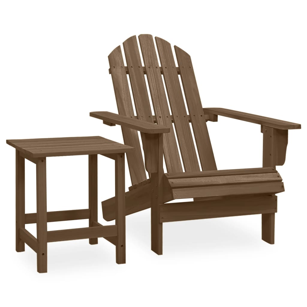 Berkfield Garden Adirondack Chair with Table Solid Fir Wood Brown