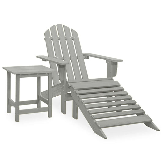 Berkfield Garden Adirondack Chair with Ottoman&Table Solid Fir Wood Grey