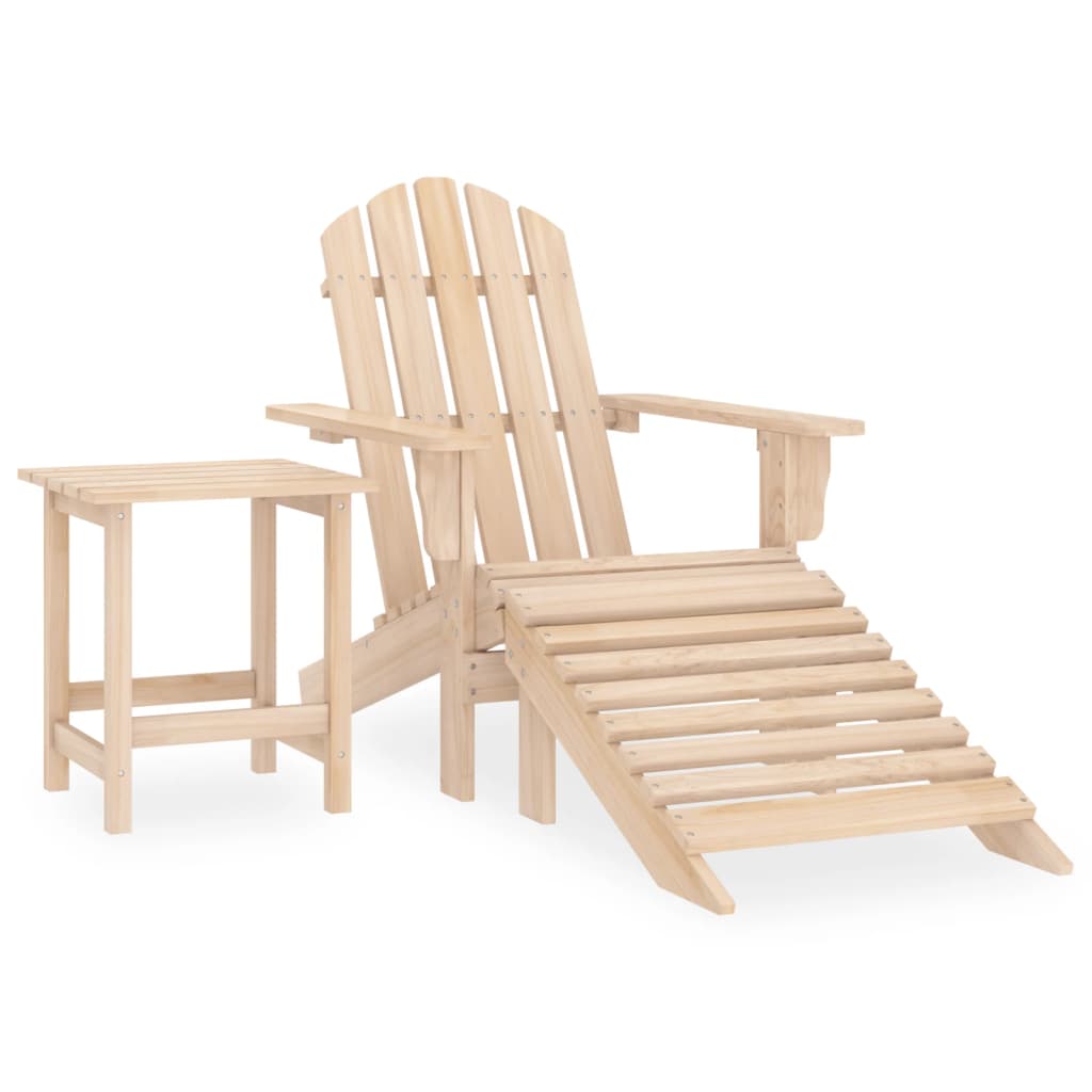 Berkfield Garden Adirondack Chair with Ottoman and Table Solid Fir Wood