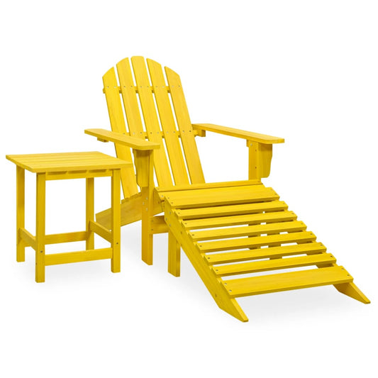 Berkfield Garden Adirondack Chair with Ottoman&Table Solid Firwood Yellow