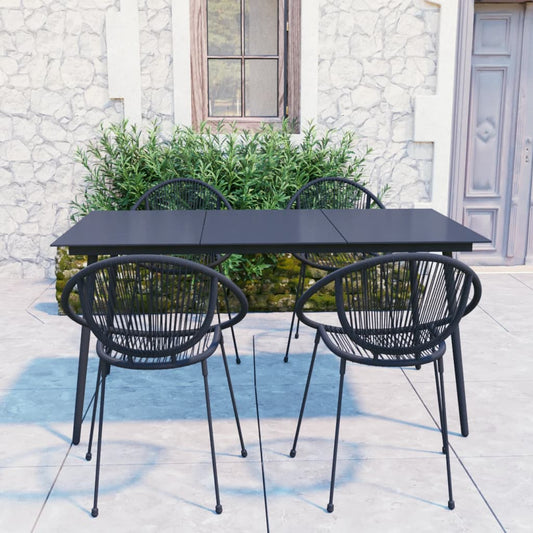 Berkfield 5 Piece Outdoor Dining Set PVC Rattan Black