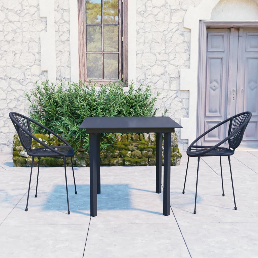 Berkfield 3 Piece Outdoor Dining Set PVC Rattan Black