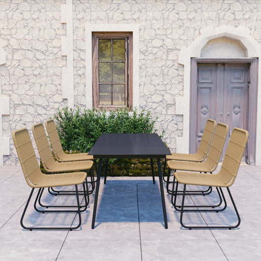 Berkfield 7 Piece Outdoor Dining Set Poly Rattan and Glass