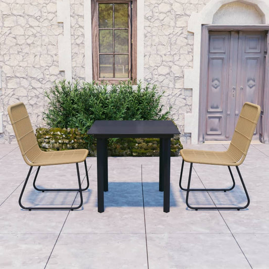 Berkfield 3 Piece Outdoor Dining Set Poly Rattan and Glass