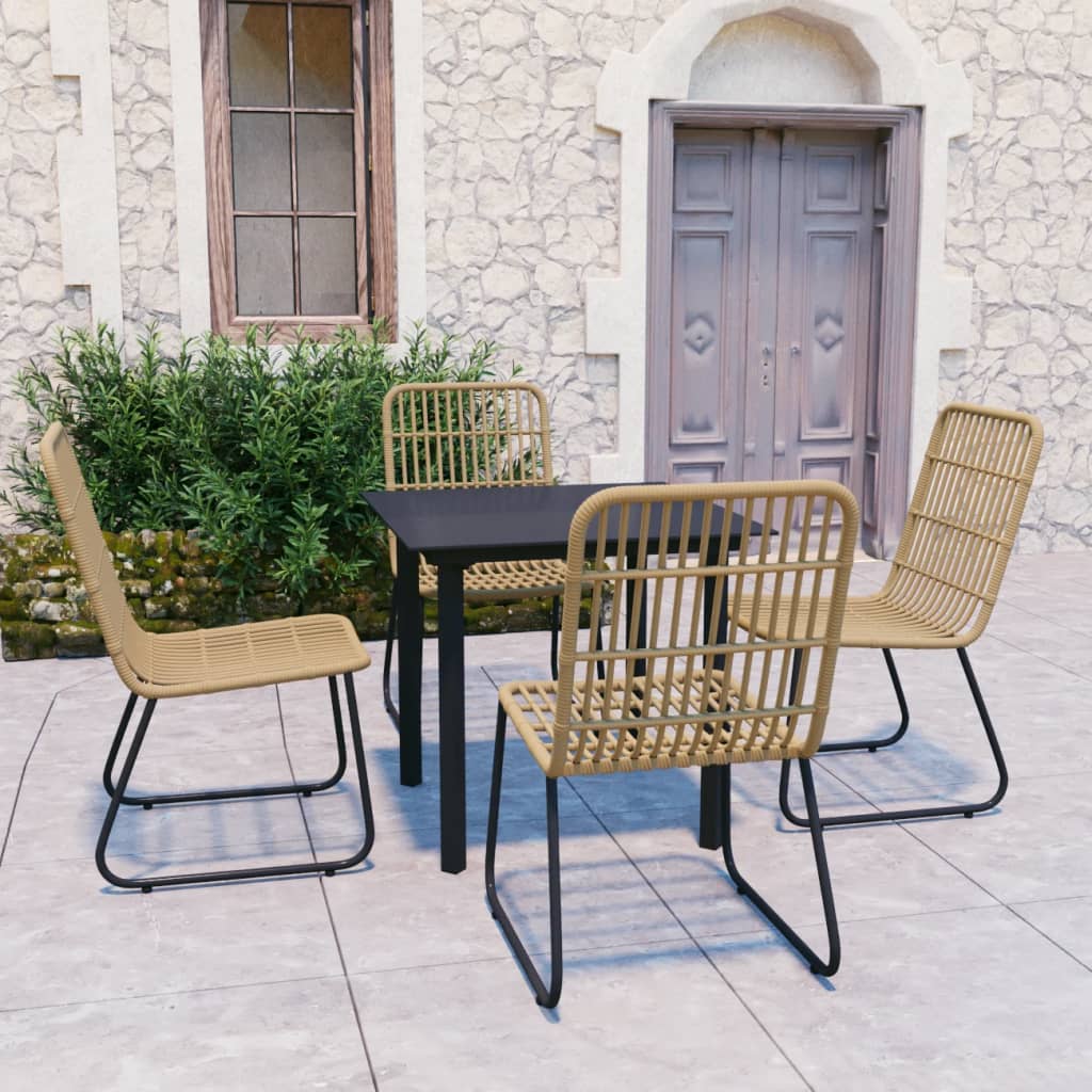 Berkfield 5 Piece Outdoor Dining Set Poly Rattan and Glass