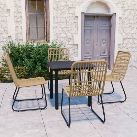 Berkfield 5 Piece Outdoor Dining Set Poly Rattan and Glass