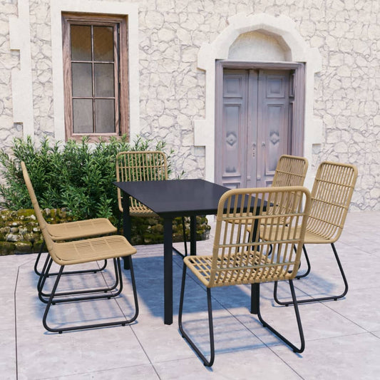 Berkfield 7 Piece Outdoor Dining Set Poly Rattan and Glass