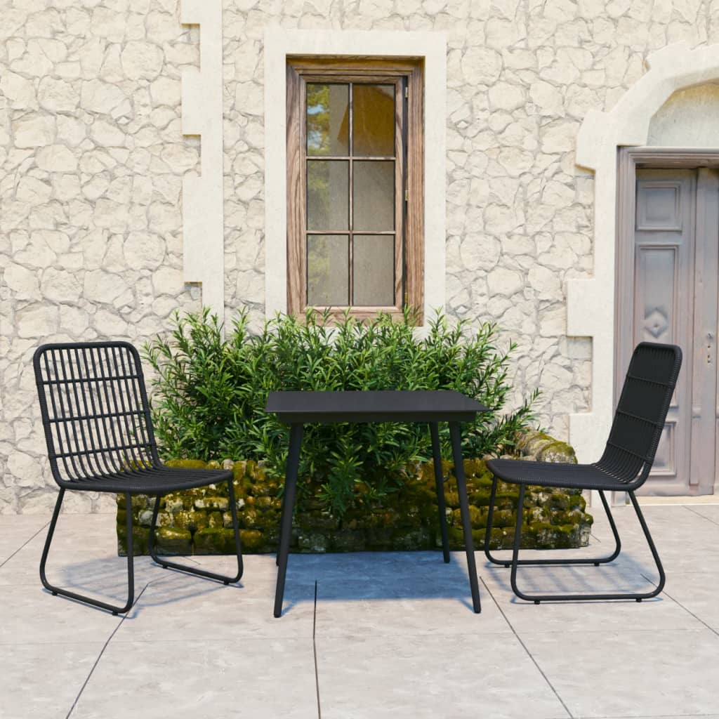 Berkfield 3 Piece Outdoor Dining Set Poly Rattan and Glass