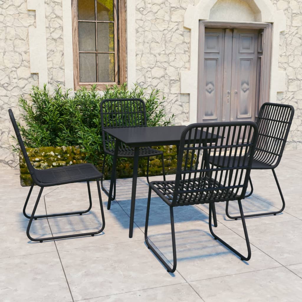 Berkfield 5 Piece Outdoor Dining Set Poly Rattan and Glass