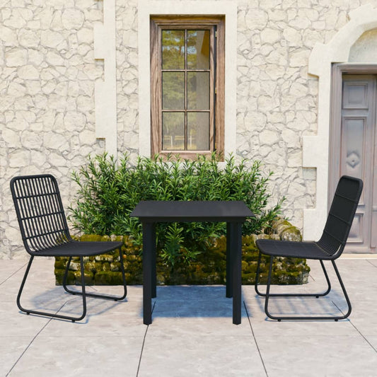 Berkfield 3 Piece Outdoor Dining Set Poly Rattan and Glass