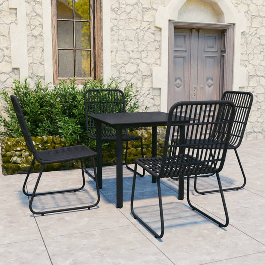 Berkfield 5 Piece Outdoor Dining Set Poly Rattan and Glass