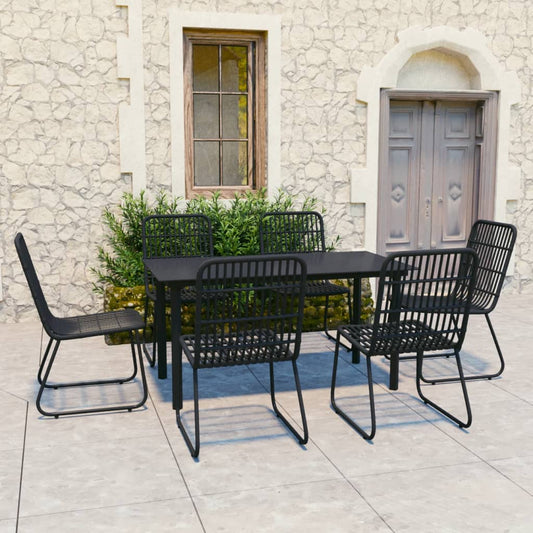 Berkfield 7 Piece Outdoor Dining Set Poly Rattan and Glass