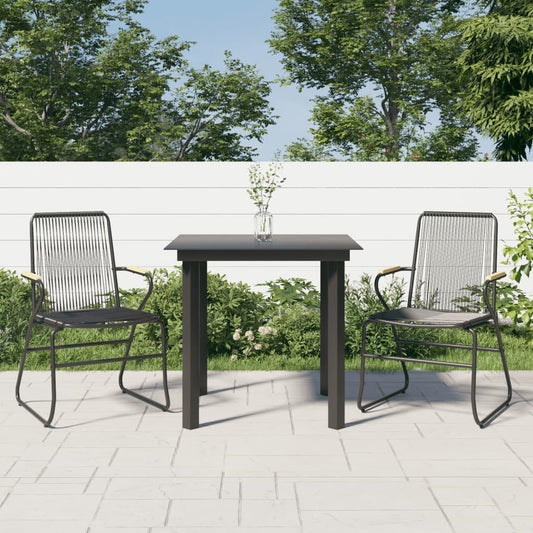 Berkfield 3 Piece Garden Dining Set Black PVC Rattan
