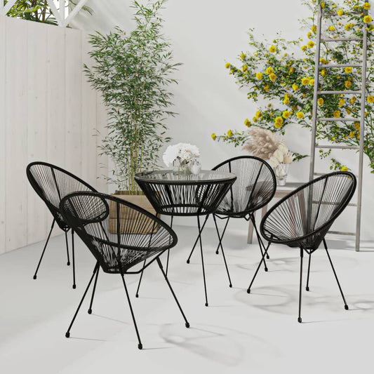 Berkfield 5 Piece Outdoor Dining Set PVC Rattan Black