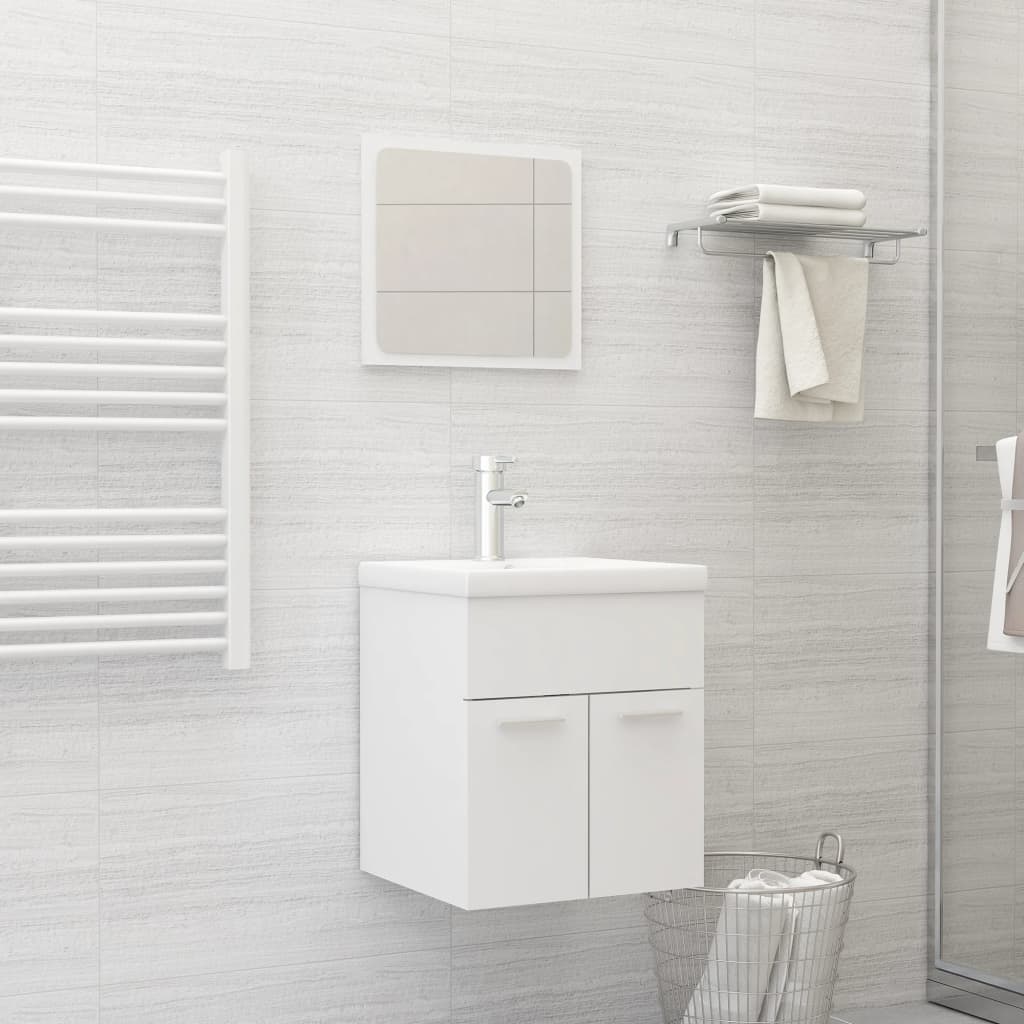 Berkfield 2 Piece Bathroom Furniture Set White Engineered Wood