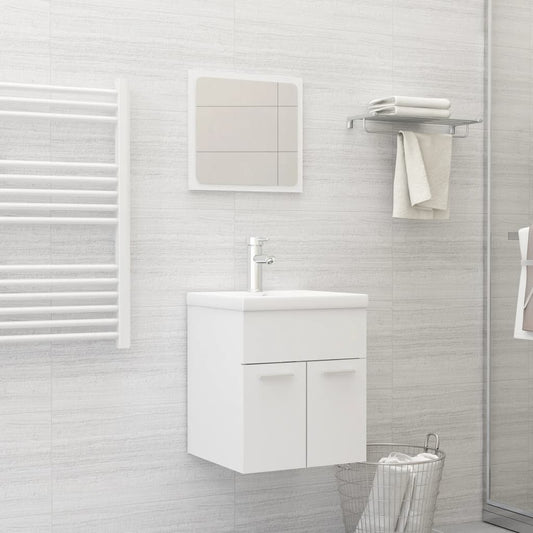 Berkfield 2 Piece Bathroom Furniture Set White Engineered Wood