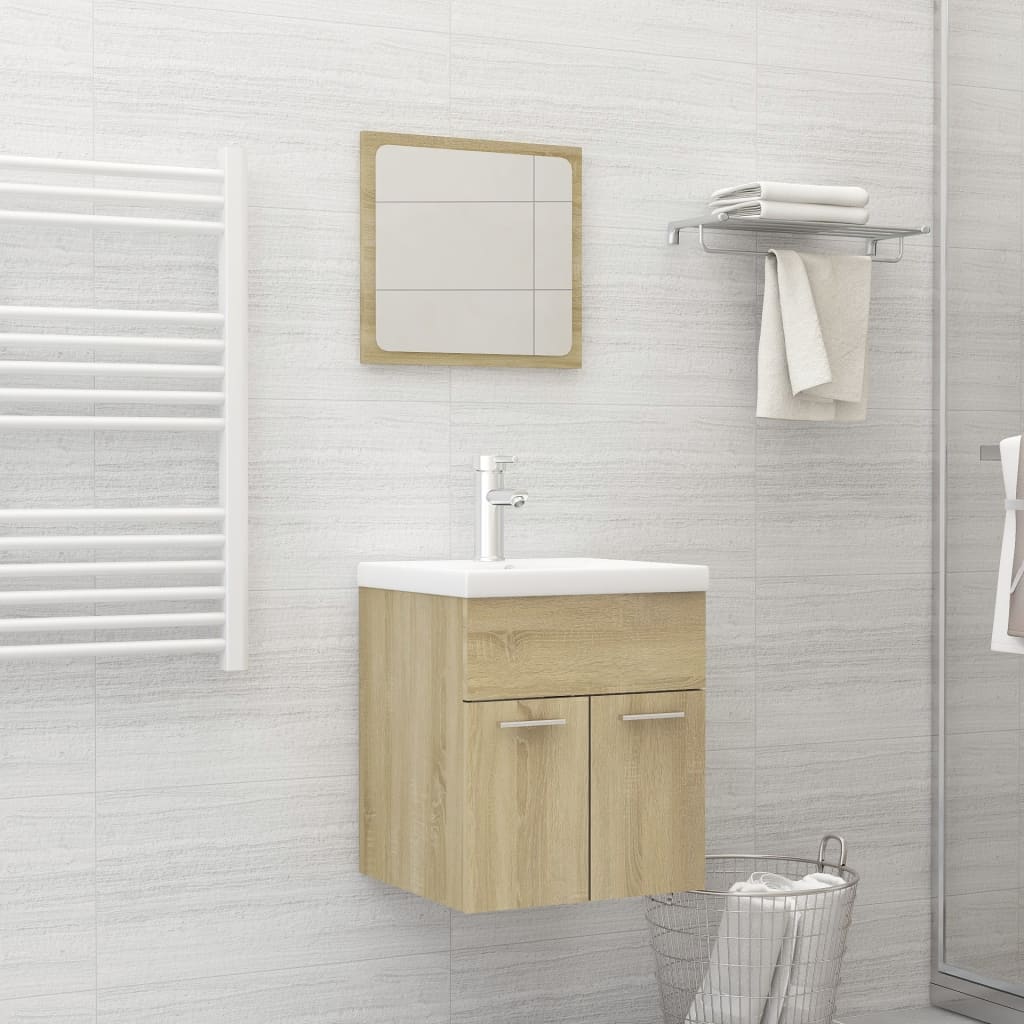 Berkfield 2 Piece Bathroom Furniture Set Sonoma Oak Engineered Wood