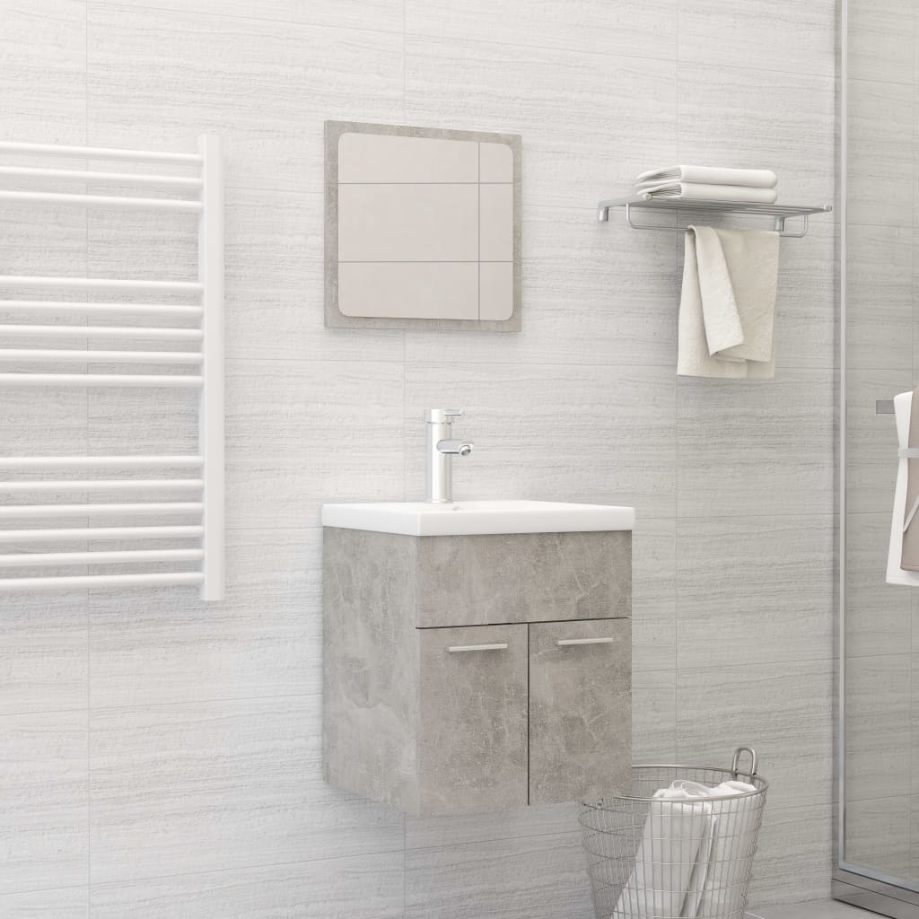 Berkfield 2 Piece Bathroom Furniture Set Concrete Grey Engineered Wood