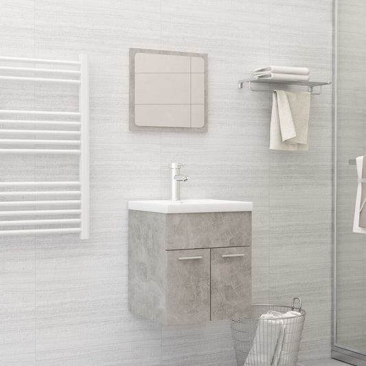 Berkfield 2 Piece Bathroom Furniture Set Concrete Grey Engineered Wood