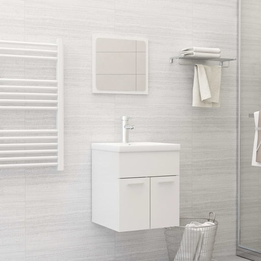 Berkfield 2 Piece Bathroom Furniture Set High Gloss White Engineered Wood