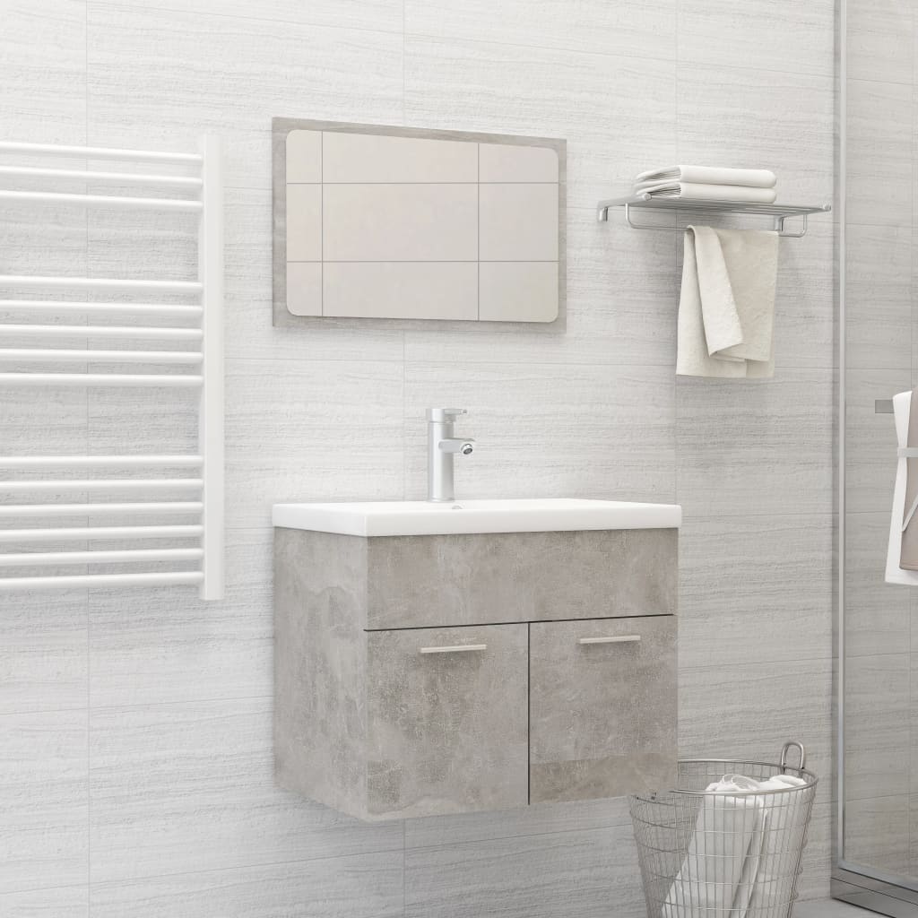 Berkfield 2 Piece Bathroom Furniture Set Concrete Grey Engineered Wood
