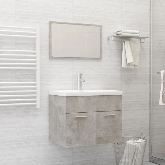 Berkfield 2 Piece Bathroom Furniture Set Concrete Grey Engineered Wood