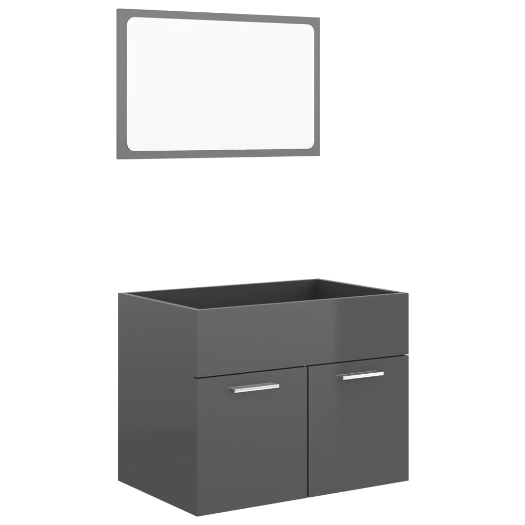 Berkfield 2 Piece Bathroom Furniture Set High Gloss Grey Engineered Wood