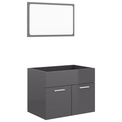 Berkfield 2 Piece Bathroom Furniture Set High Gloss Grey Engineered Wood