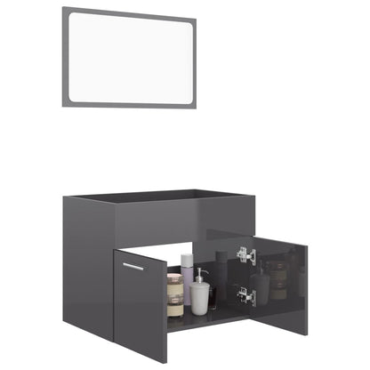 Berkfield 2 Piece Bathroom Furniture Set High Gloss Grey Engineered Wood