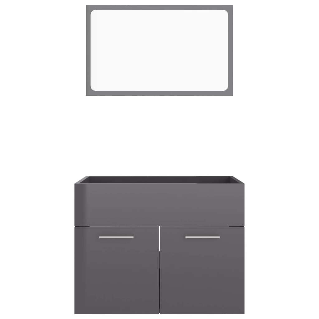 Berkfield 2 Piece Bathroom Furniture Set High Gloss Grey Engineered Wood