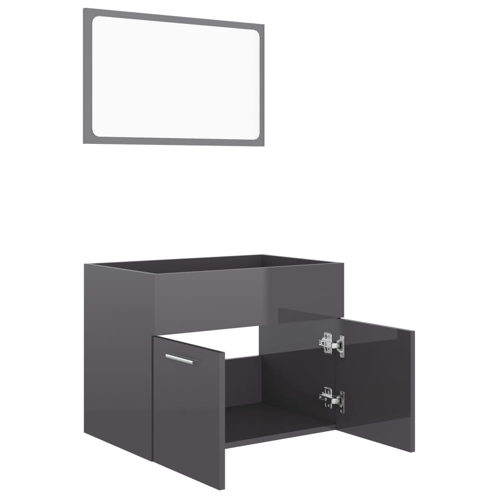 Berkfield 2 Piece Bathroom Furniture Set High Gloss Grey Engineered Wood