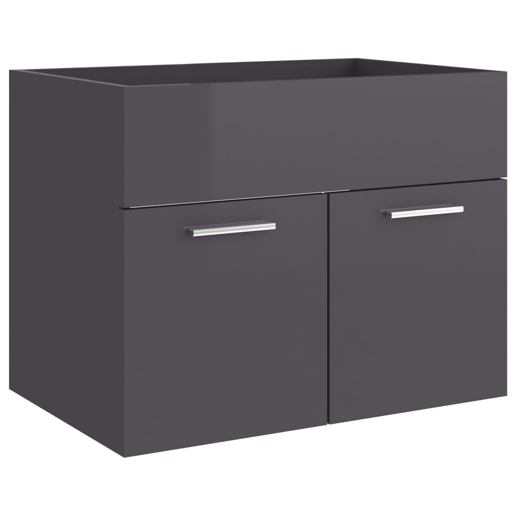 Berkfield 2 Piece Bathroom Furniture Set High Gloss Grey Engineered Wood