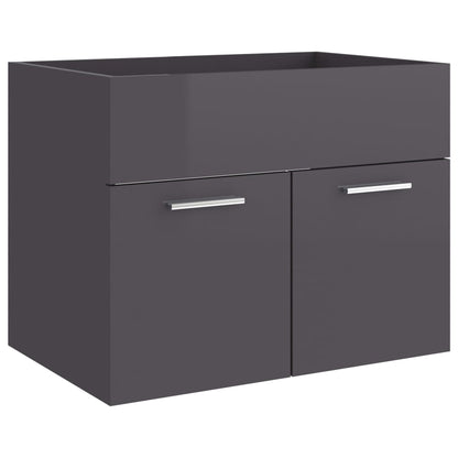 Berkfield 2 Piece Bathroom Furniture Set High Gloss Grey Engineered Wood
