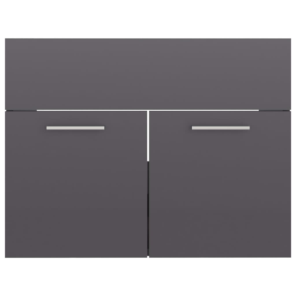 Berkfield 2 Piece Bathroom Furniture Set High Gloss Grey Engineered Wood