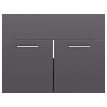 Berkfield 2 Piece Bathroom Furniture Set High Gloss Grey Engineered Wood
