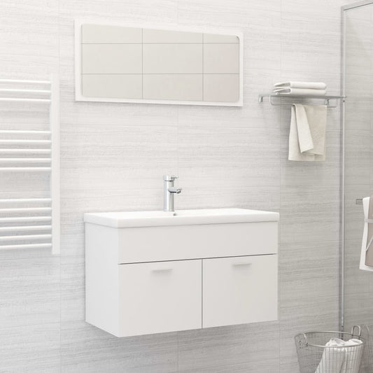 Berkfield 2 Piece Bathroom Furniture Set White Engineered Wood