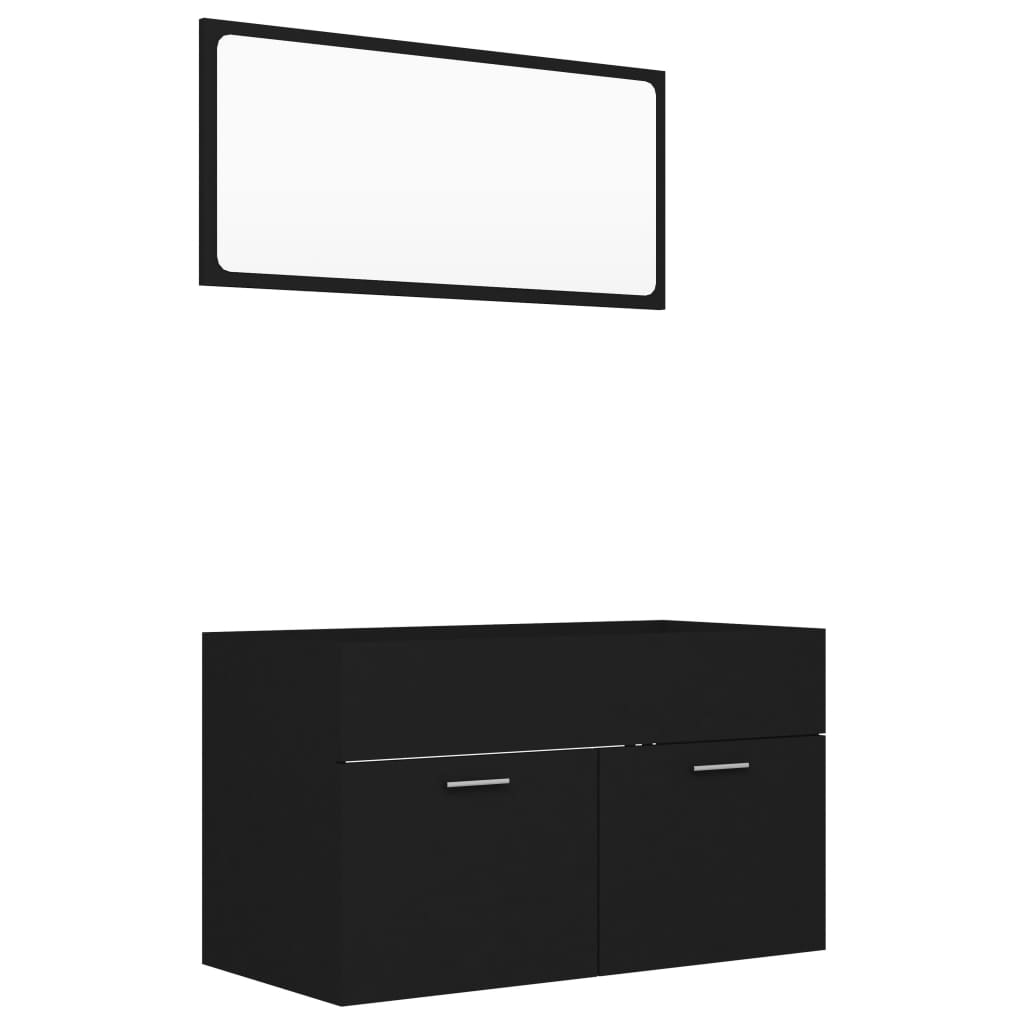 Berkfield 2 Piece Bathroom Furniture Set Black Engineered Wood