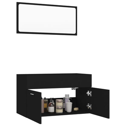 Berkfield 2 Piece Bathroom Furniture Set Black Engineered Wood