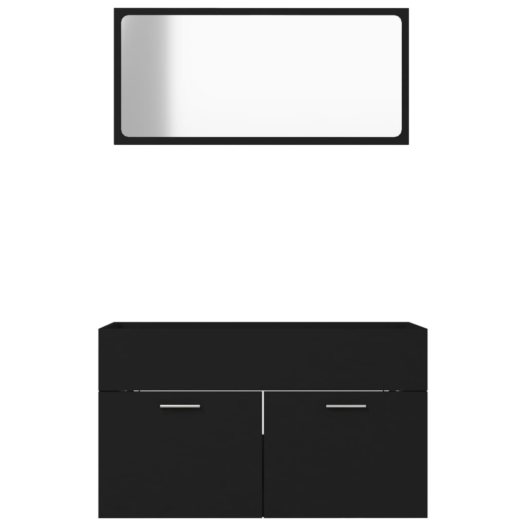 Berkfield 2 Piece Bathroom Furniture Set Black Engineered Wood