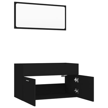 Berkfield 2 Piece Bathroom Furniture Set Black Engineered Wood
