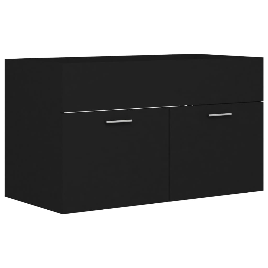 Berkfield 2 Piece Bathroom Furniture Set Black Engineered Wood