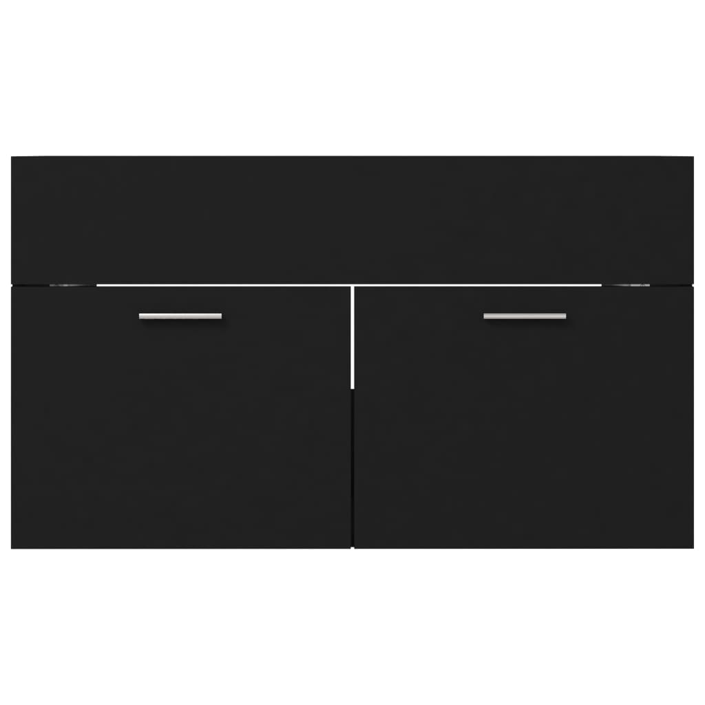 Berkfield 2 Piece Bathroom Furniture Set Black Engineered Wood