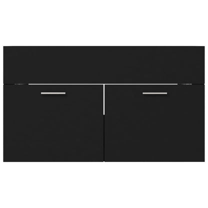 Berkfield 2 Piece Bathroom Furniture Set Black Engineered Wood