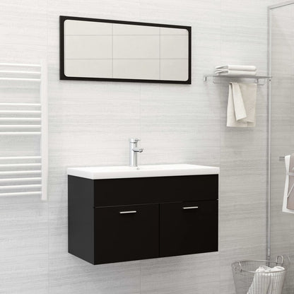 Berkfield 2 Piece Bathroom Furniture Set Black Engineered Wood