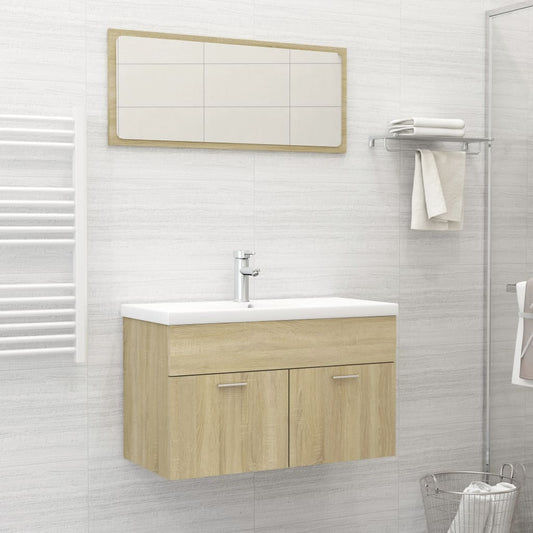 Berkfield 2 Piece Bathroom Furniture Set Sonoma Oak Engineered Wood